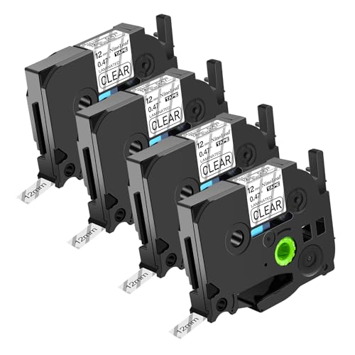 NineLeaf 4PK Compatible for Brother P-Touch TZe-131 TZe131 TZ131 TZ-131 Black on Clear Laminated Label Tape (1/2'' 0.47