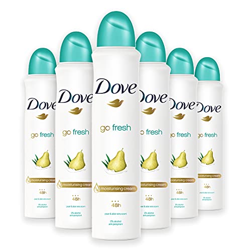 Dove Go Fresh Deodorante Spray Aleo & Pera, Maxi Formato, 6 Pezzi da 250 ml