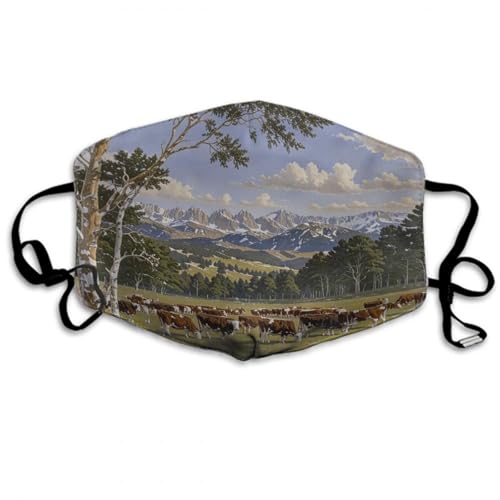 WUXEKZO Adults Boys Girls Warm Protective Masks Fashion Scarf Anti Dust Windproof Mouth Cover, Animal Herefords Cattle Party Mouth Decoration for Sports Travel Hiking