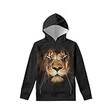Xpyiqun Lion Hoodies Novelty Animal 3D Print Pullover Sweatshirt Clothes for Teen Boys Kids Youth Ag