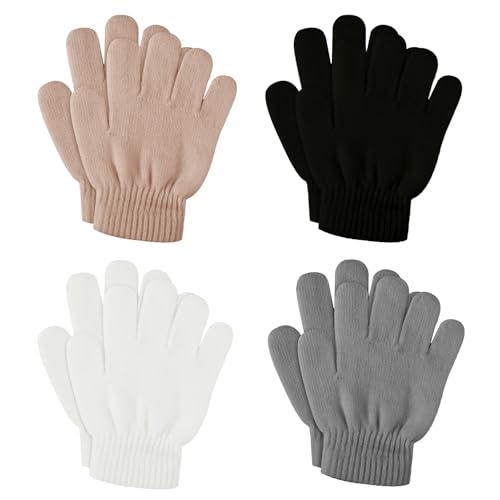 4 Stück Kinder Winter Handschuhe Stretch Strickhandschuhe Kinder...