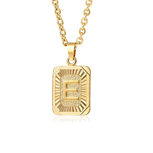 Glimmerst Initial Pendant Necklace 18K Gold Plated Stainless Steel Letter Necklace Personalizd Name Necklace for Women Gold E