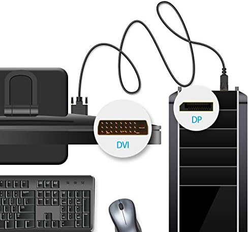 Rankie DisplayPort (DP) to DVI Cable, 1080P Full HD, 1.8 m, Black