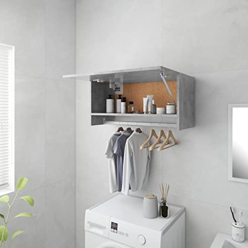 Nqyjm Armario gris hormigón, 70 x 32,5 x 35 cm, material de madera, armario para dormitorio