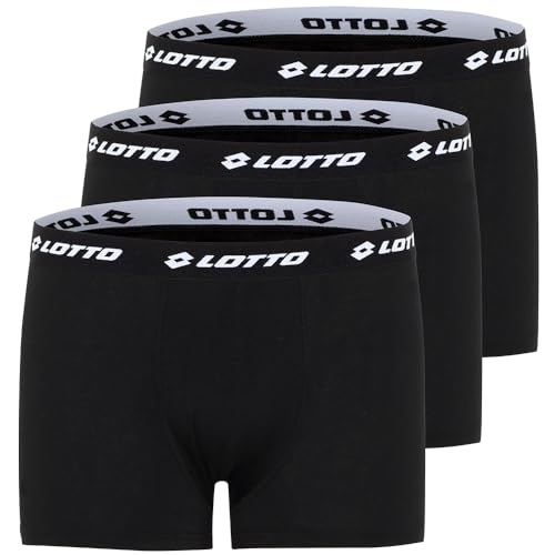 Lotto 1124030 Herren Boxer Shorts, Men's Underpants, 3-er Pack Retro Shorts, Retro-Pants, Regular Fit, Herren, Caviar, L