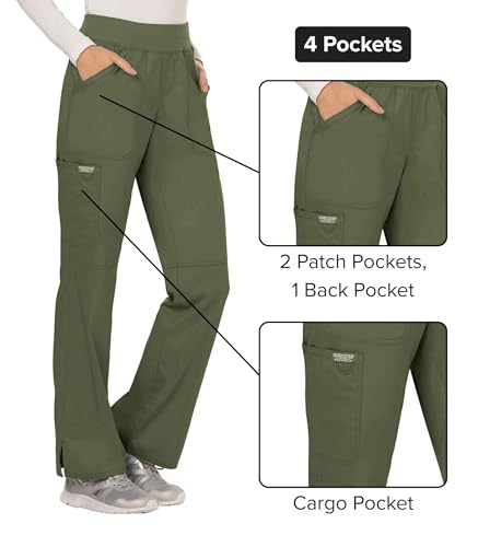 Image of Cherokee Women Scrub Pant with Straight Leg Pull-on Pant Medical Bottom with 4 Pocket & 2-Way Stretch Fabric - WW110