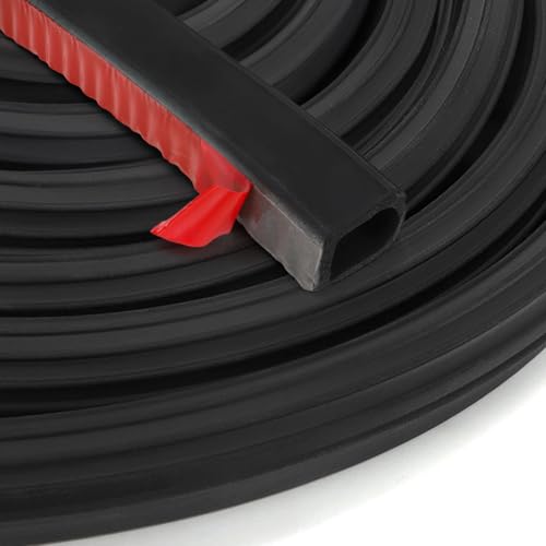 Jucoan 19.6 Ft D Shape Rubber Car Door Weather Stripping, 0.75 Inch Wide x 1 Inch Height Self-Adhesive Automotive Weather Stripping, RV Slide Out Seal Strip Gasket for Auto Boat Truck