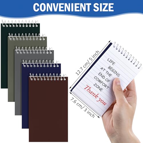 Image of Teling 50 Pieces Spiral Memo Pads Bulk 3 x 5 Inch Small Note Pads Top Bound Lined College Ruled Paper Mini Notepad Pocket Spiral Notebooks for School Office Home Supplies, 75 Sheets (Dark Colors)