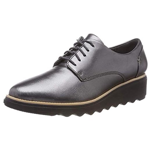 Clarks Sharon Noel, Zapatos de Cordones Derby Mujer, Plateado (Gun Metal Lea), 38 EU