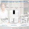 White 3 CUP Cordless Mini Food Chopper,Small Food Processor Mini for Garlic,Nut,Meat(100+250+350ML), CQ3654