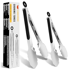 Kitchen Tongs, Stainless Steel Tongs, Non-Slip Handle Tongs, Cooking Tongs Utensils Dishwasher Safe, Perfect for Food,Salad and BBQ set of 2 (7″ and 9″)