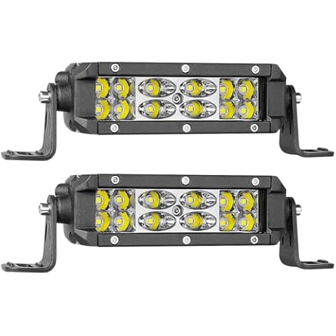 LED Light Pods Auto Power Plus 2pcs 5 Inch Off Road Driving Lights Dual Row LED Light Bar LED Work Light Waterproof Spot Flood Combo Lights for Off Road Truck UTV ATV Boat Cover