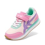 DREAM PAIRS Scarpe da ginnastica per ragazze, tennis, corsa, casual, traspiranti, leggere, colorate, classiche scarpe da passeggio per bambini piccoli e grandi, Rosa Nudo, 12 Little Kid