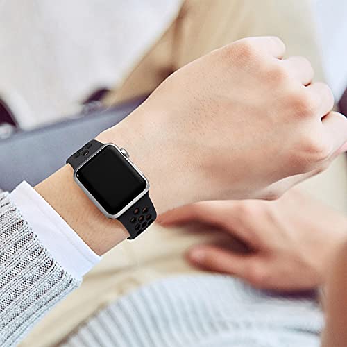 Lerobo Sport Bands Compatible with Apple Watch Band 46mm 44mm 42mm 45mm 49mm,Women Men,Soft Silicone Breathable Bands for iWatch SE Ultra 3 2 iWatch Series 11 10 9 8 7 6 5 4 3 2 1, Anthracite Black by Lerobo - Image 4
