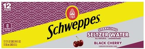 Schweppes Black Cherry Seltzer, 12 fl oz cans, 12 pack