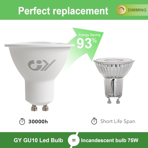 GY Dimmable GU10 Cool White LED Bulb, 4.9W 790LM 6500K High Energy Efficient Light Bulbs,Equivalent to 75W,120° Beam Angle,5-Pack - Image 4
