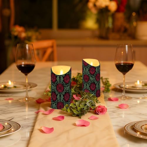 Velas LED sin llama dalias rojas juego de 2 velas que funcionan con pilas para salón 6