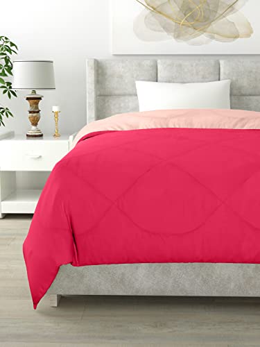 Image of Clasiko Reversible Single Bed Comforter; 60x90 Inches; 200GSM; Pink & Peach