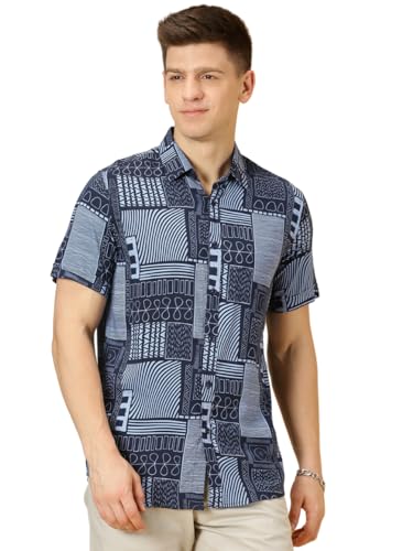 Image of Thomas Scott Men's | Printed | Half Sleeve | Regular Fit | Cotton Blend | Spread Collar | Casual Shirt