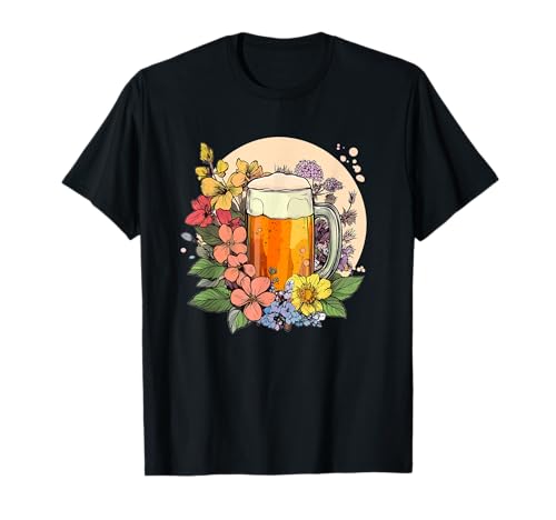 Birra Con Fiori Colorati Maglietta