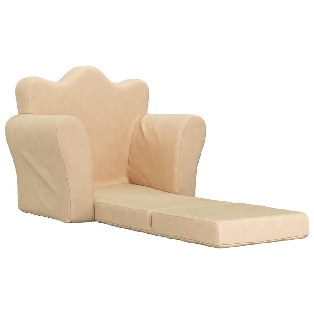 vidaXL Canapé-lit pour Enfants crème Peluche Douce