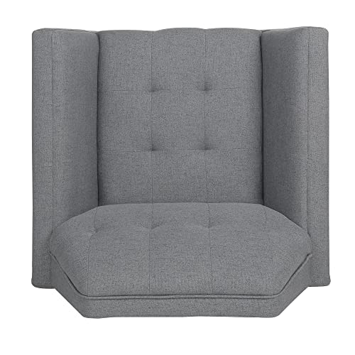 Levnary Modern Accent Chair, Comfy Upholstered Button Tufted Armchair With Wood Legs, Mid-Century Upholstered Single Sofa Chair For Reading Room Living Room (Dark Gray) #TOP3