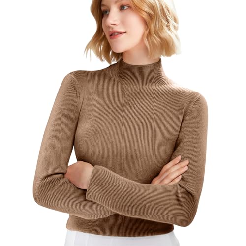 Cashmere Sweaters for Women Long Sleeve Mock Neck Wool Sweater Fall Winter Soft Comfy Knit Slim Fit Pullover Tops2