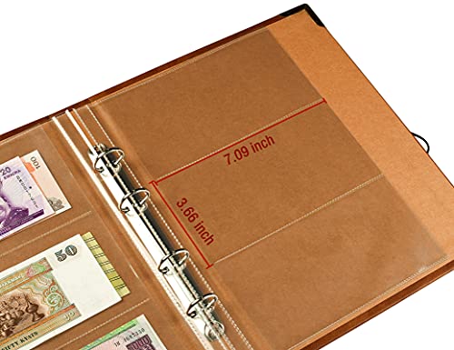 Ettonsun 120 Pockets Currency Banknote Collection Album Book Dollar Bill Holder Sleeves for Collectors Currency Paper Money Stamp Collecting Supplies