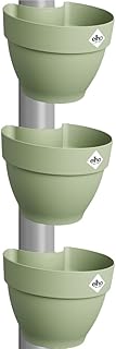 elho Vibia Campana Fallrohrpflanzgefäss 40 - Blumentopf für Regenrohr - vertikaler Garten - 100% recyceltes Plastik - 3er Set - Ø 21.6 x H 16.3 cm - Grün/Pistazien Grün
