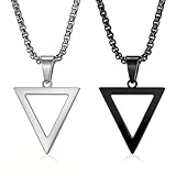 Weenkeey 2 piezas triángulo colgante collar de acero inoxidable triángulo collar inverso collar para hombres mujeres - plata negro