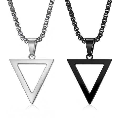 Collier triangle acier inoxydable pour homme et femme look urbain quotidien