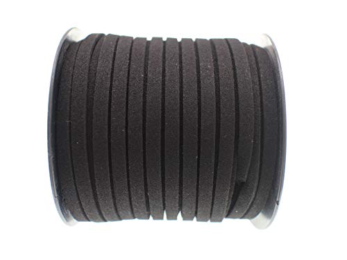 Pamir Tong One Roll 40 Yards Black Suede Leather Cords Leather Lace Flat Faux Suede Cord String Thread Velvet Cord For Necklace, Bracelet, Choker And Diy Crafts (40 Yards Black) #TOP2