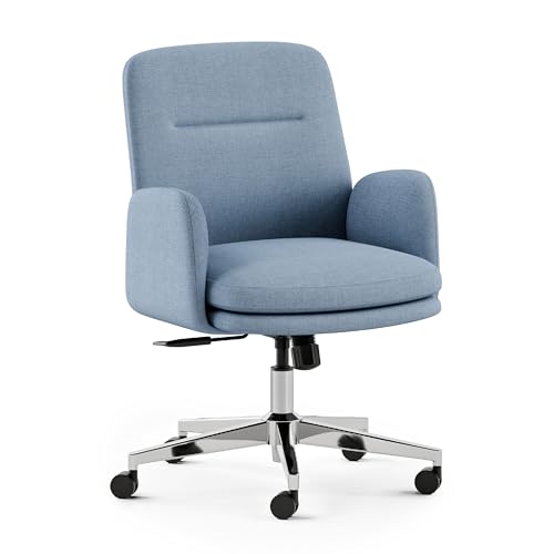Image of Branch Softside Mid Century Modern Office Chair | Removable Arms and Mid Back Design with Luxury Cloud-Like Comfort, Adjustable Height, Integrated Lumbar Support, Skylight