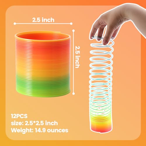 johouse rainbow magic spring party favors for kids 12 pcs colorful plastic spring toy treasure box toys for classroom fun goodie bags stuffers for kids birthday