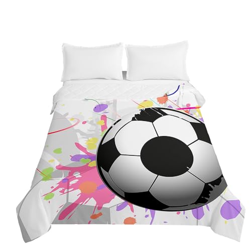 Odot Colcha Bouti Ligero Fútbol para Cama 90/135/150/180,Primavera, Verano e Otoño Microfibra Extra Suave, Colcha Cubre Cama Multiusos (Salpicaduras de Tinta,200x230cm)
