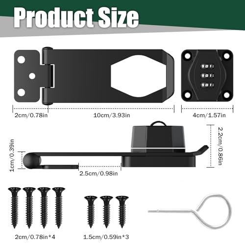 Türriegel Abschließbar 4 Zoll Überfalle Zahlenschloss, Schiebetür Schloss Türschloss Riegel Schrankschloss, Schwarz Metall Türriegel für Kleine Türen Schränke Scheunentür Outdoor Garage Garten