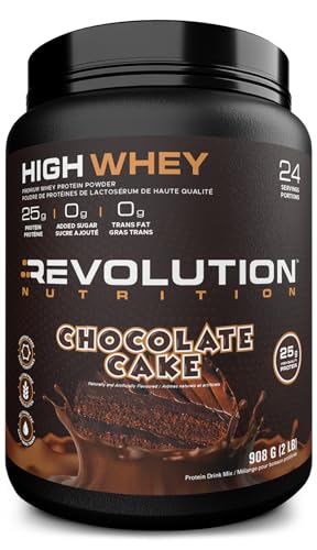 Revolution Nutrition, High Whey, Protein Powder, Whey Isolate, Superior Formula, Gluten Free, Lean Muscle Mass For Men & Women, 25g of Protein Per Scoop, 908 g, 24 Servings (Chocolate Cake, 2 Pound)