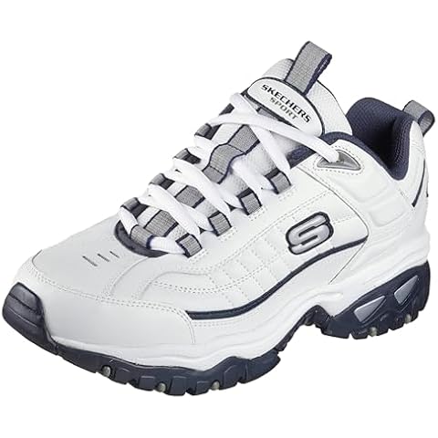 Skechers Men's Energy Afterburn Lace-Up Sneaker, White/Navy, 10 Cover