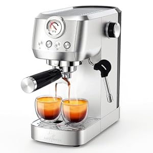 Espresso Machine 20 Bar, Espresso Coffee Maker with Professional Milk Frother Steam Wand for Cappuccino & Latte, 49oz Removable Water Tank for Home, Stainless Steel