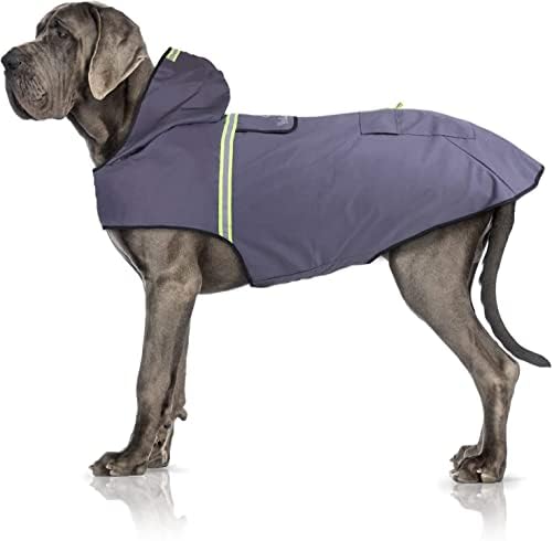 Bella & Balu Dog Raincoat - Waterproof dog coat with hood and reflectors for dry, safe walks, the dog playground and holidays with dog (M | Grey).