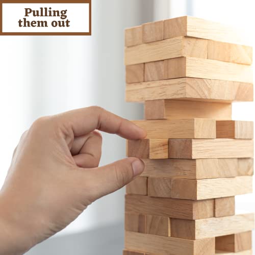 Ks Tumbling Tower Game 72 Pieces Challenging Building Blocks Wood Stacking Balancing Backpacking Night Game For House Parties Holiday Travel Set - Pack Of 1 With Custom Ks Luggage Tag #TOP4