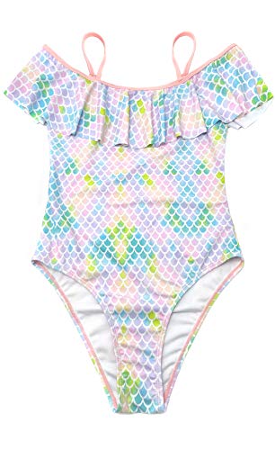 Image of SHEKINI Girls Scoop Neck Bathing Suits Ruffle One Piece Swimsuits Cute Beach Sport Swimwear