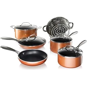 GOTHAM STEEL 10 Pc Copper Pots and Pans Set Non Stick Cookware Set, Kitchen Cookware Sets, Pot and Pan Set, Pot Set, Non Toxic Cookware Set, Frying Pan Set, Dishwasher Safe
