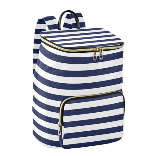 KLL Blue and White Horizontal Stripes Backpack for Women Premium Casual Ladies Shoulder Bag for Work Sports Travel2