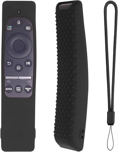 Image of Silicone Tv Remote Cover Compatible with Samsung Smart TV Remote BN59-01312A QLED 8K 4K Protective Cover with Loop - (Remote Control not Included) (Black - Style 9)