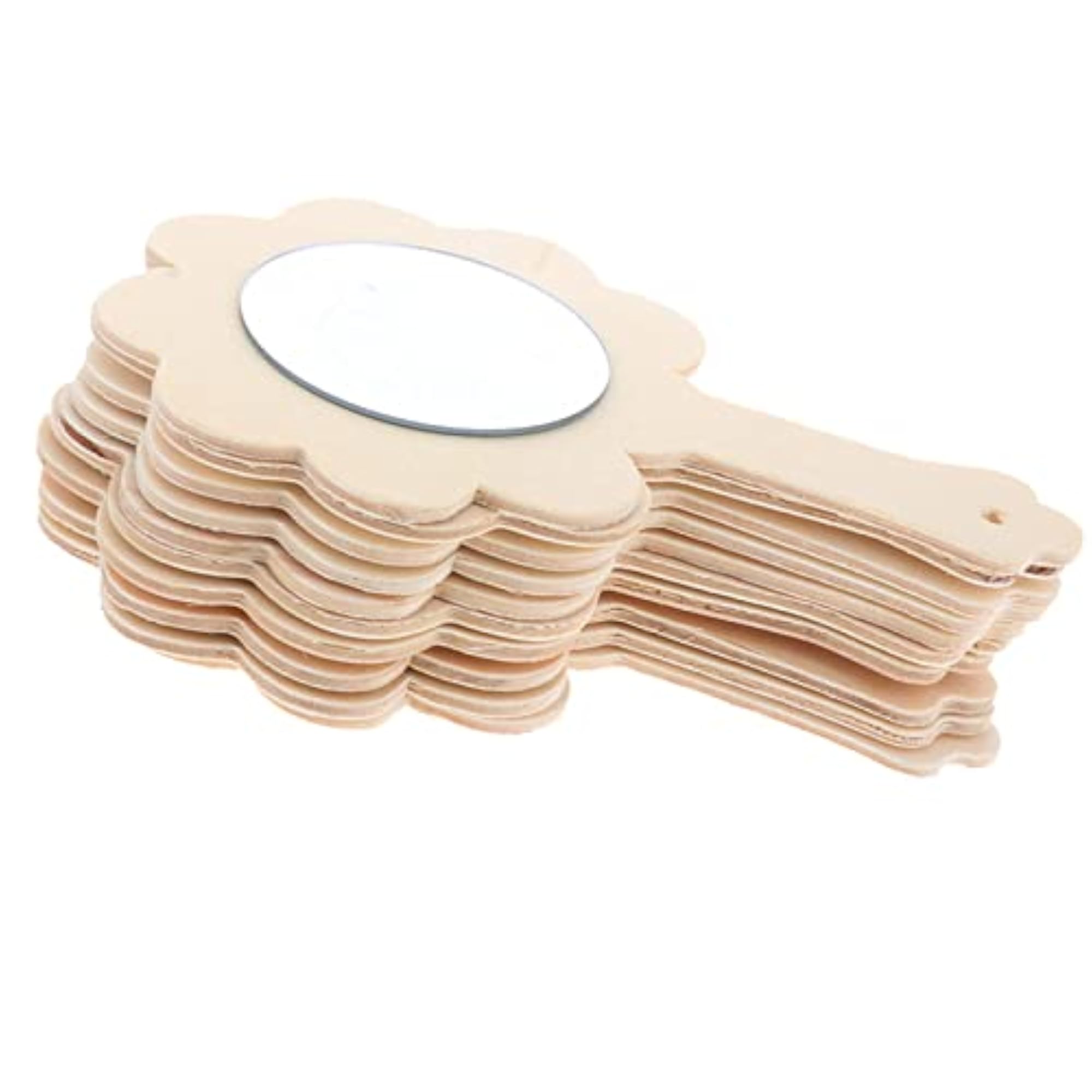 Sunflower Shape Unfinished Wooden Handheld Mirror, 20Pcs Set
