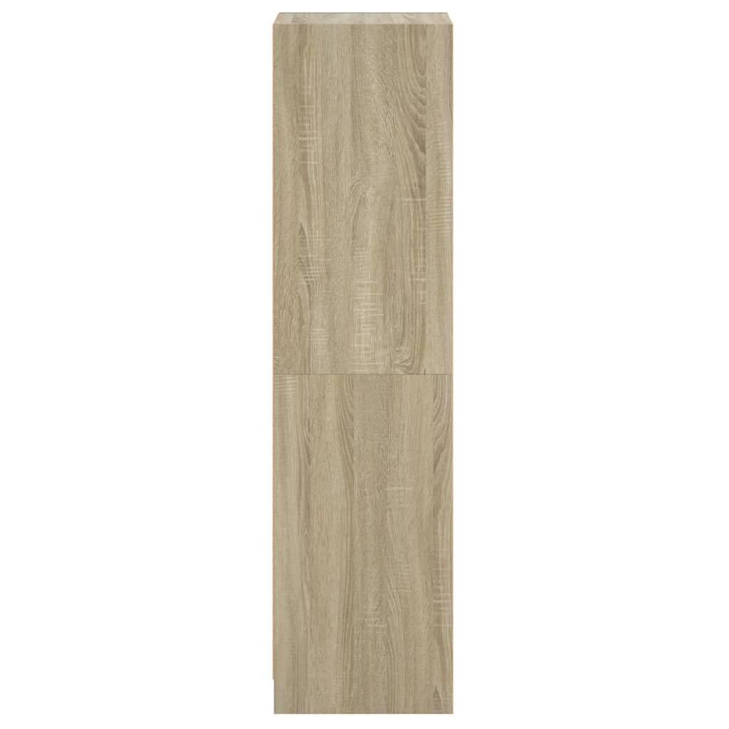 vidaXL Highboard, Beistellschrank mit Glastüren, Sideboard mit viel Stauraum, Schrank Kommode Hochschrank Wohnzimmer Schlafzimmer, Sonoma-Eiche