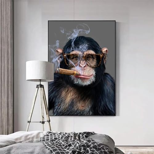 Affiche Singe Gorille Fumer moderne pour un salon au style industriel