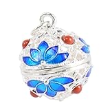 ULTECHNOVO Colgante Vintage de Bolsita Hueca en Plata y Azul, Accesorio DIY para Joyería, Medallón Abierto y Ligero, Adecuado para Pulseras, Collares y Decoración Artesanal