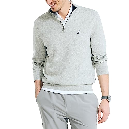 Nautica Mens Men's Quarter-Zip Sweater, Grey Heather, X-Large US